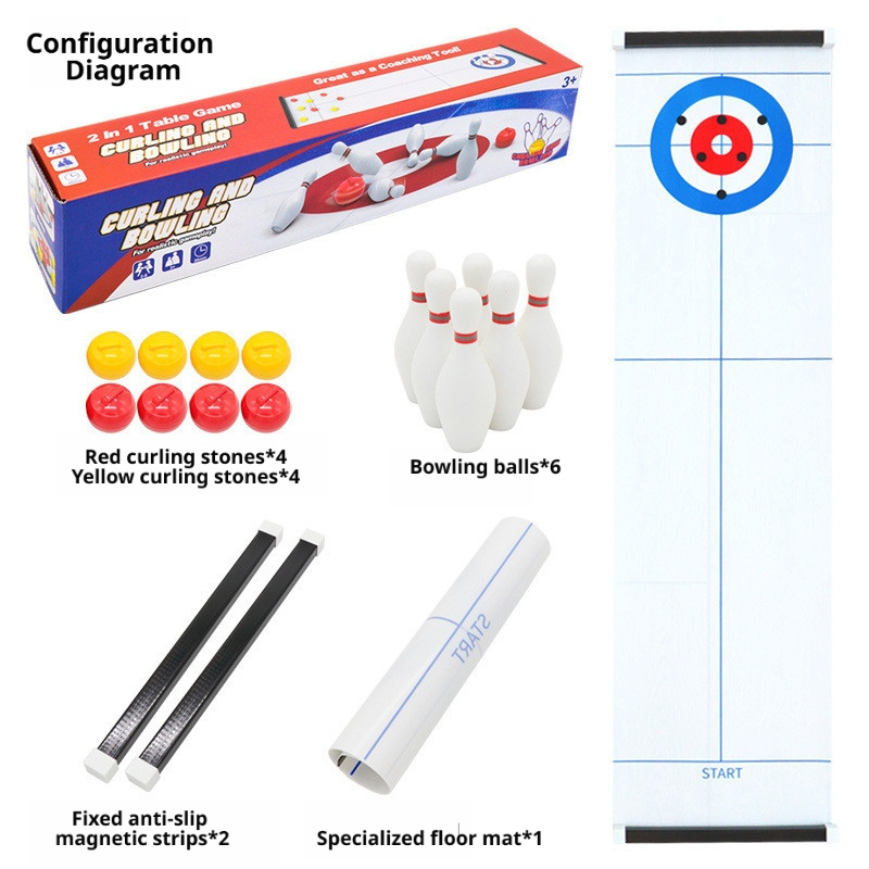 Board Game With Questions - New Mini Curling&Bowling Tabletop Game, Kids'