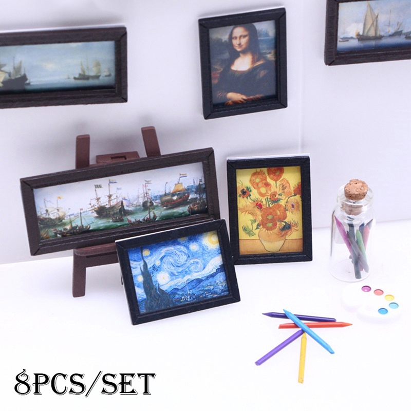 8Pcs/Set 1:12 Dollhouse Miniat - đánh giá và giá Miniature Painting Set